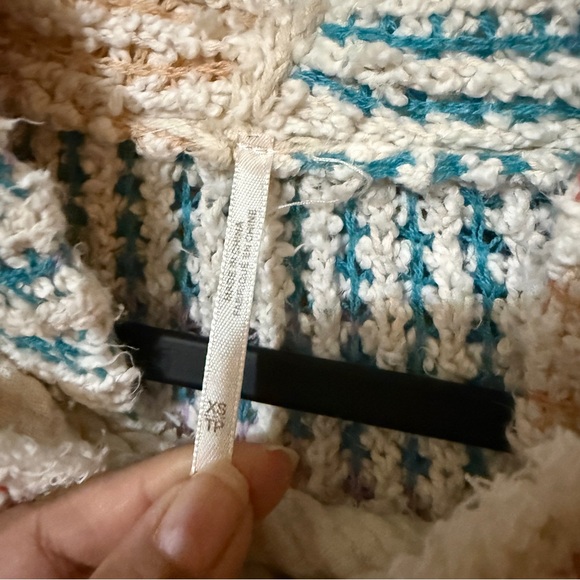 Free People Sit Next to Me Multicolor Knit Hoodie Sz XS - Picture 5 of 15